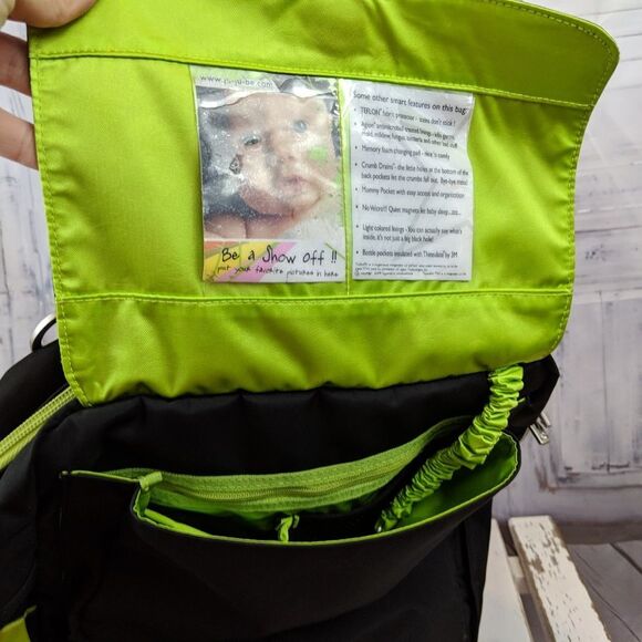 jujube ju-ju-be diaper black purse tote bag green - Picture 5 of 8